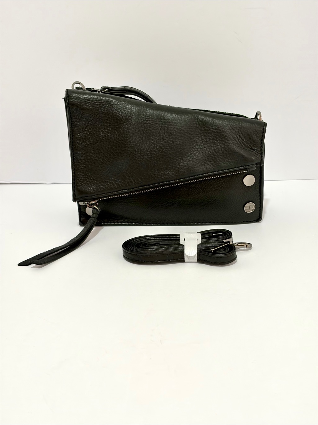 Hammitt Curtis Small Leather Crossbody Bag In Black With Gunmetal Hardware